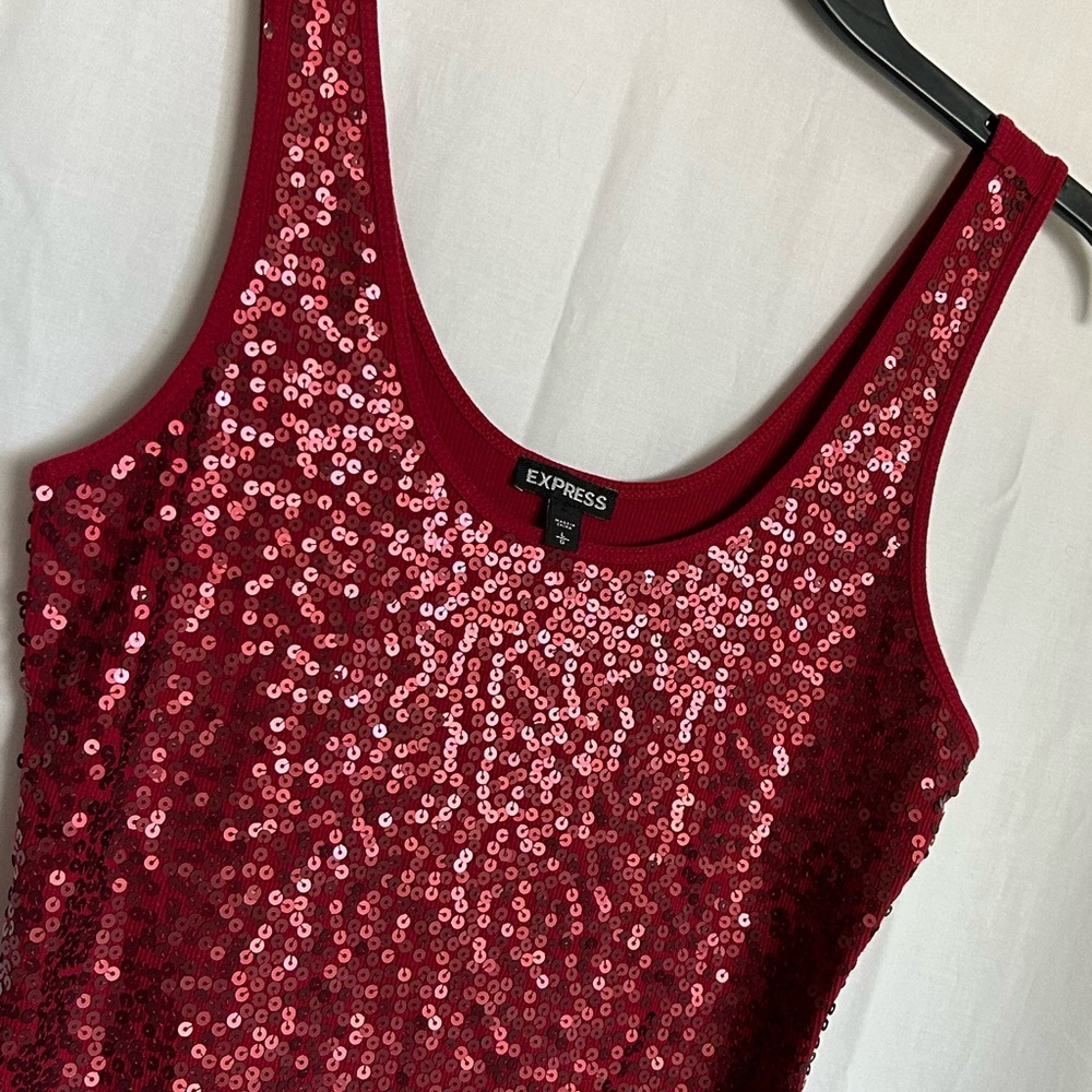 Express - Women's Red Sequin Tank Top - Picture 2 of 6
